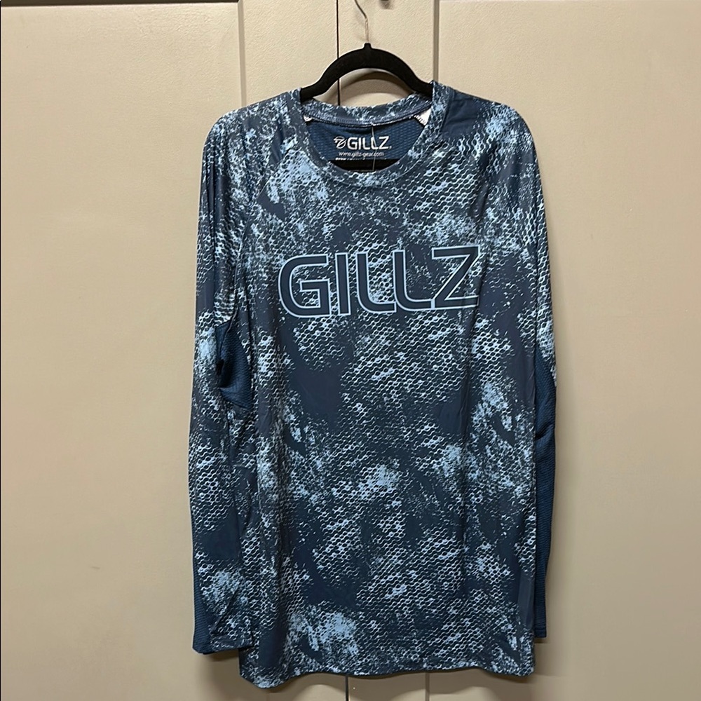 Gillz Blue Patterned Long Sleeve Fishing UV Shirt